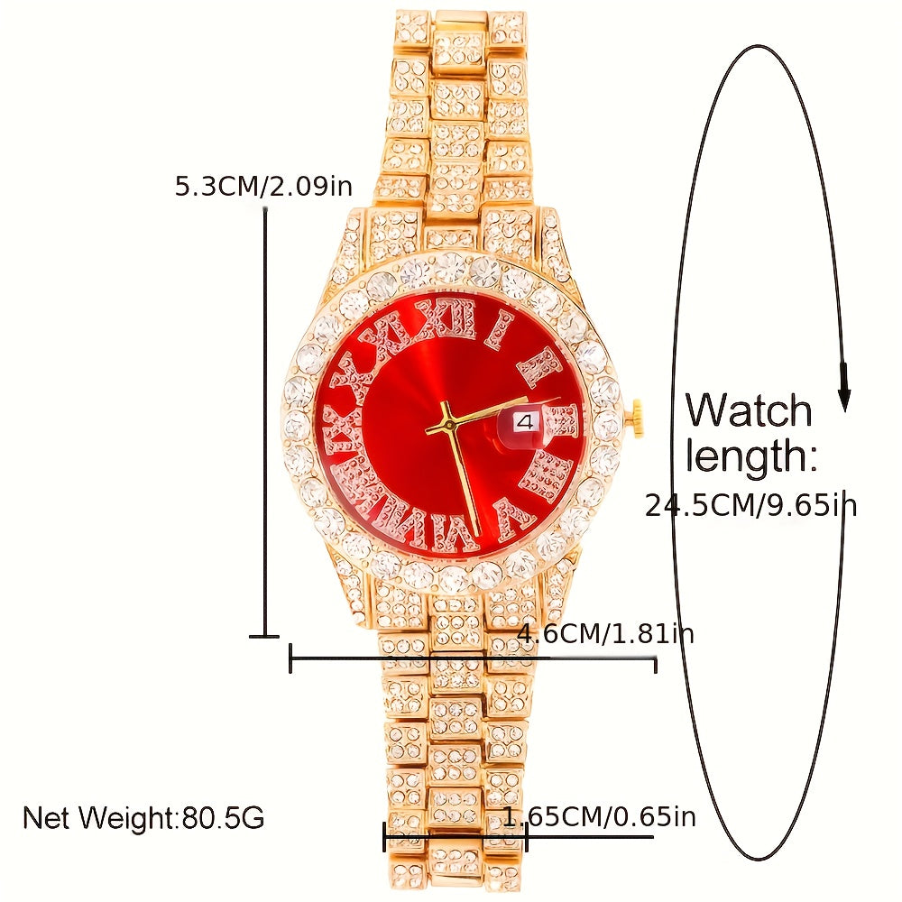 Luxury Cuban Link Jewelry Set for Men & Women – Necklace, Bracelet, Pendant & Wristwatch Full Set, Multiple Colors, Perfect Valentine’s Day, Christmas & Birthday Gift