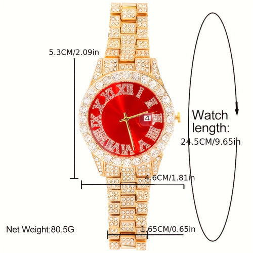 Luxury Cuban Link Jewelry Set for Men & Women – Necklace, Bracelet, Pendant & Wristwatch Full Set, Multiple Colors, Perfect Valentine’s Day, Christmas & Birthday Gift