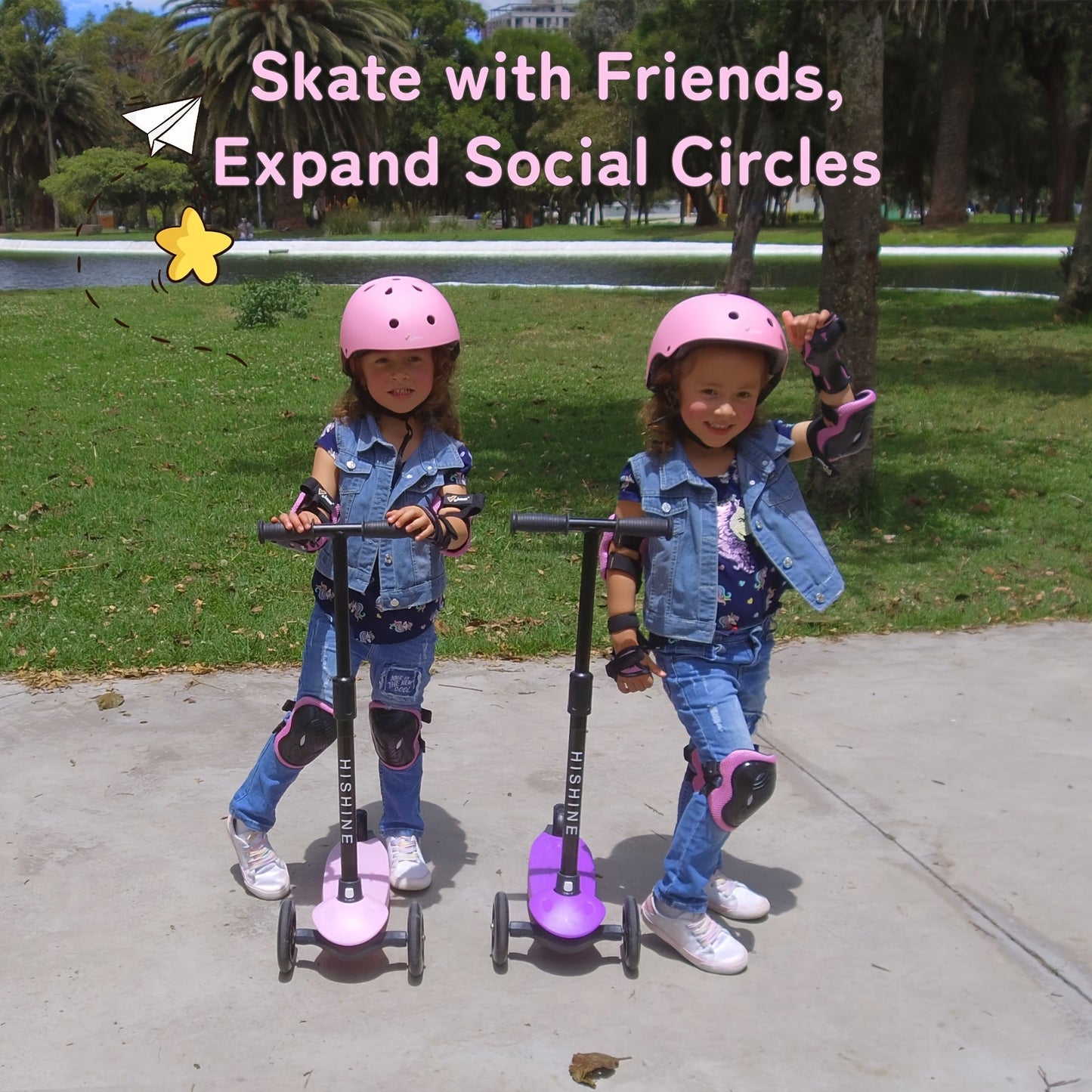 Kids 3-Wheel Scooter with Light Up Wheels – Adjustable Height Lean-to-Steer Toddler Scooter for Ages 2-5, Front Brake & Double Suspension, Pink Blue Black Red