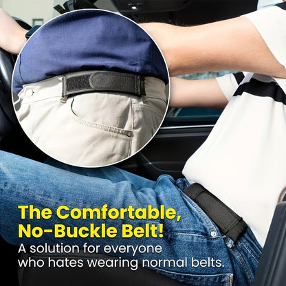 4PCS Elastic Invisible Waistband Belt for Men & Women – Adjustable No-Buckle Nylon Continuous Loop Belt, Machine Washable, Fits Jeans Pants & Casual Wear, Standard Size, Black