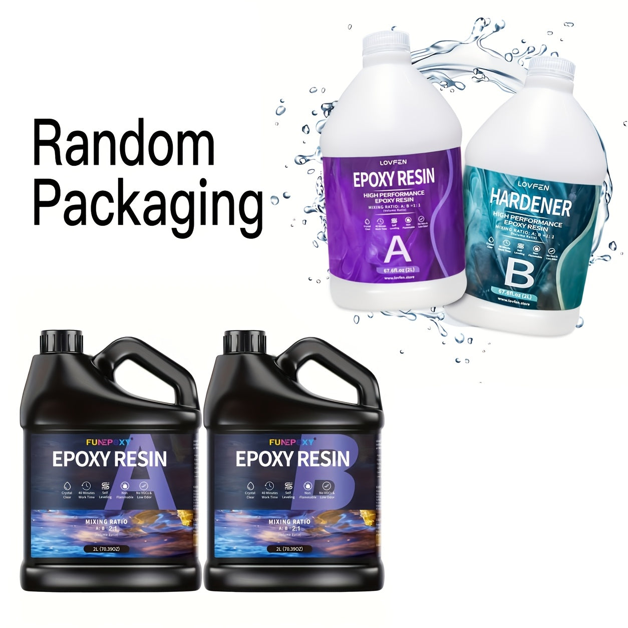 FUNEPOXY Crystal Clear Epoxy Resin Kit 1:1 Self-Leveling High-Gloss Finish for Tabletop Bar Top Live Edge Tables Casting Resin Art Jewelry Making 16oz 32oz 64oz 1 Gallon 2 Gallon