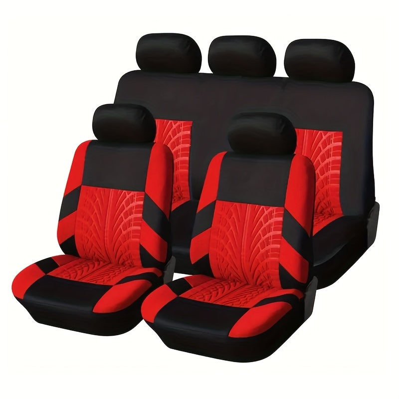 Full Enclosure 5-Seat Car Seat Covers with Tire Track Design – Universal Fit for Most Cars & SUVs, Breathable Fabric, Front & Rear Seat Protection, Stylish Auto Interior Accessories in Multiple Colors