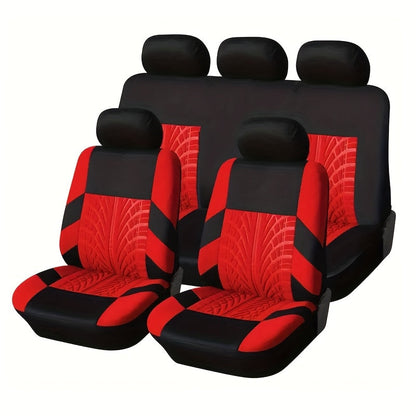 Full Enclosure 5-Seat Car Seat Covers with Tire Track Design – Universal Fit for Most Cars & SUVs, Breathable Fabric, Front & Rear Seat Protection, Stylish Auto Interior Accessories in Multiple Colors