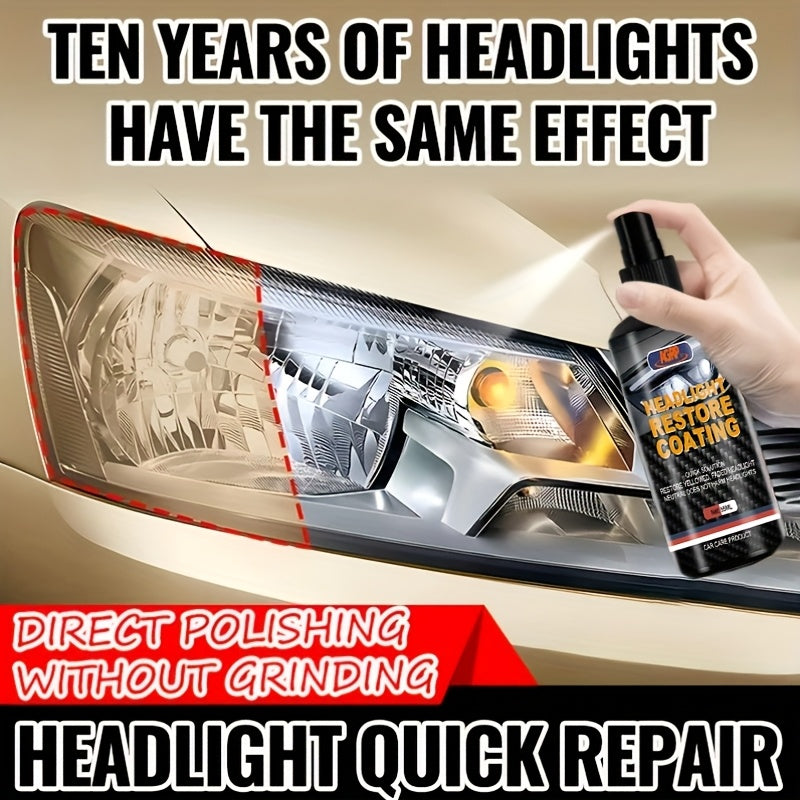 Headlight Restoration Kit with Restoration Fluid & Sponge – Removes Yellowing, Cloudiness & Oxidation, Restores Clarity & Shine Fast, Universal Fit for All Car Models, DIY Headlight Lens Repair & Polish Set