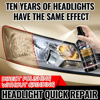 Headlight Restoration Kit with Restoration Fluid & Sponge – Removes Yellowing, Cloudiness & Oxidation, Restores Clarity & Shine Fast, Universal Fit for All Car Models, DIY Headlight Lens Repair & Polish Set