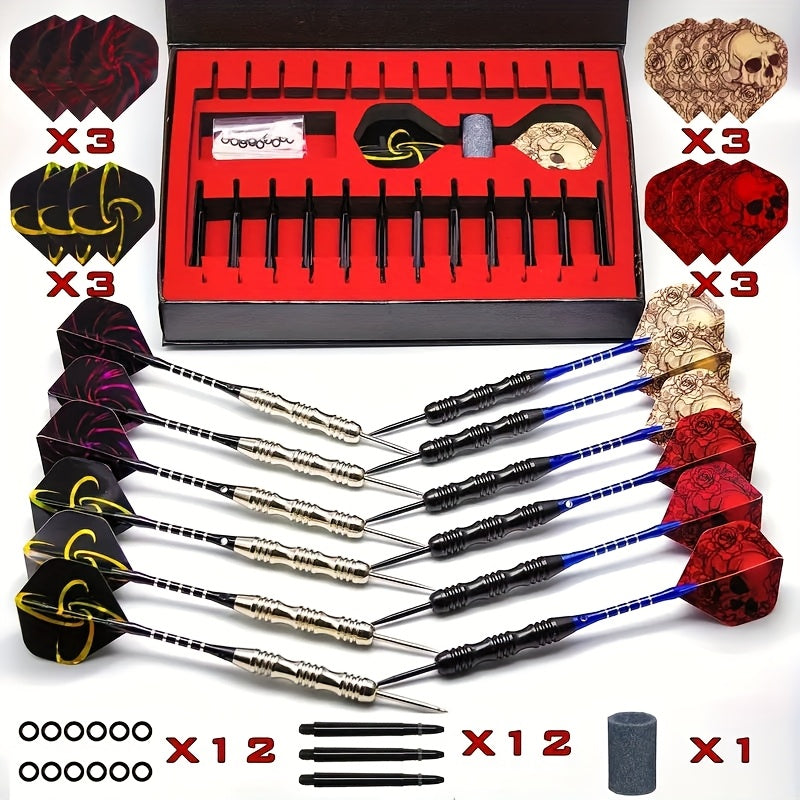 Steel Tip Darts Gift Set with Skull Wings – Deluxe Gift Box, Iron Tip & Aluminum Alloy Shaft, Multiple Sizes – for Indoor Club Entertainment, Sports Competitions & Casual Dart Games