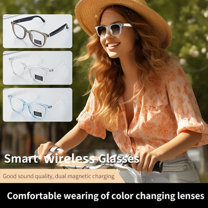 Smart Audio Glasses Bluetooth 6.0 – Auto-Dimming Photochromic Lenses, Anti Blue Light, Music & Phone Calls, Turns Into Sunglasses in Seconds, Multiple Frame Colors