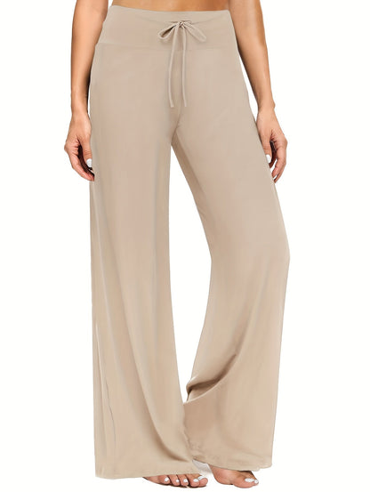 Wide Leg Palazzo Pants for Women 4-Pack – High Waist Flowy Stretchy Casual Beach Lounge Pants, Loose Dress Pants for Everyday Wear, Vacation, Summer & Plus Size – S to XXL, Black & Mixed Colors