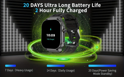 Smartwatch 2.1" HD Full Screen Display Bluetooth 5.3 with AI Voice Command, 400mAh Battery, Wireless Calls & SMS Alerts, 123+ Sports Modes, Music Playback & Social Sharing – Fashion Smart Watch for Men & Women