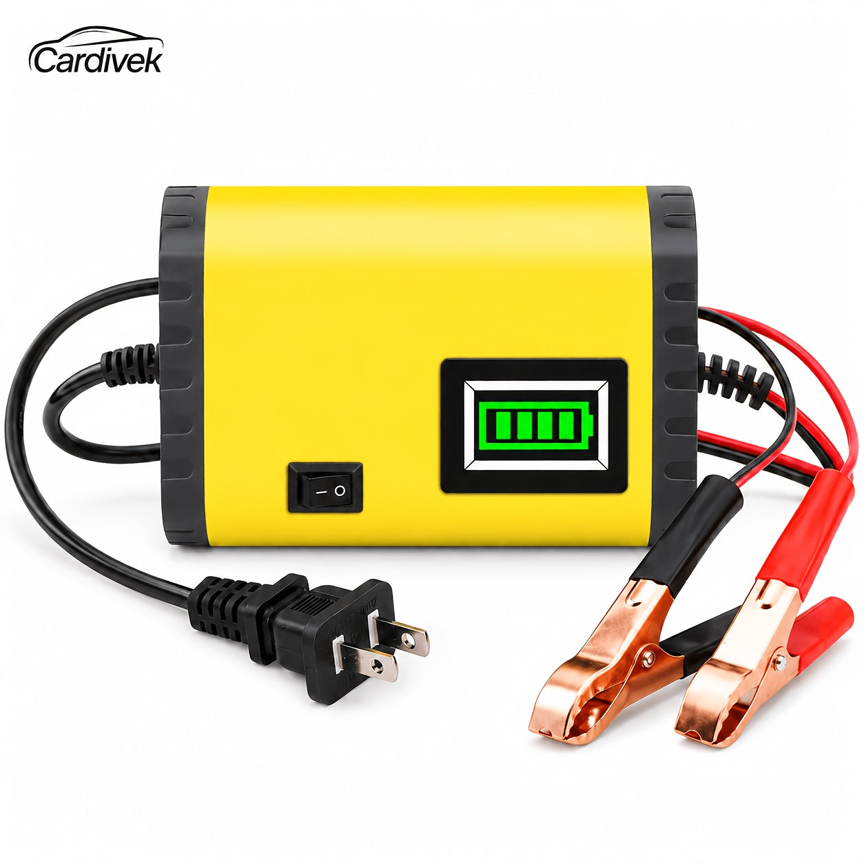12V Smart Car Battery Charger and Maintainer, Intelligent Trickle Charger with Desulfurization & Temperature Compensation for 2Ah-100Ah Batteries – Compatible with Car, Truck, Motorcycle & Lawn Mower