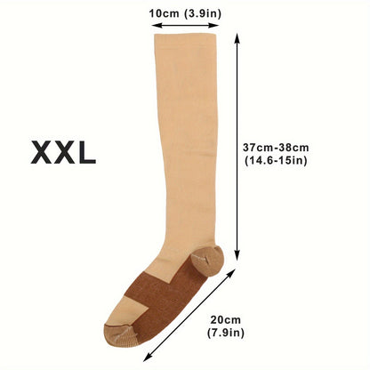 Copper Compression Socks 10 Pairs for Women & Men – Knee High Circulation Support Socks for Running Cycling Climbing Athletic Daily Wear S M L XL XXL Black Skin
