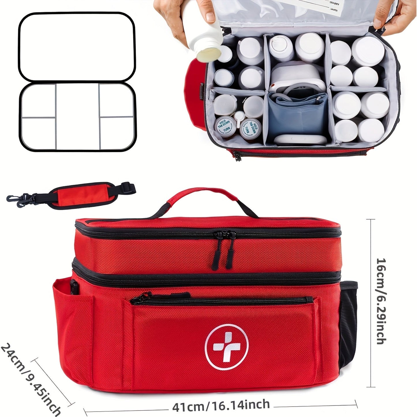 Medicine Storage Bag First Aid Kit Organizer - Household Medicine Organizing Box with Storage Rack Basket, Home & Travel Emergency Kit Bag, Perfect Holiday Gift