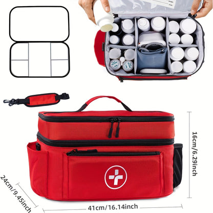 Medicine Storage Bag First Aid Kit Organizer - Household Medicine Organizing Box with Storage Rack Basket, Home & Travel Emergency Kit Bag, Perfect Holiday Gift