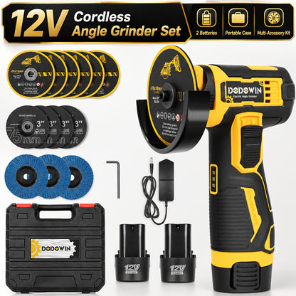 Mini Cordless Angle Grinder 19500 RPM Lithium Battery – Electric Grinding & Polishing Tool for Metal, Wood, Stone & Concrete, Precision Cutting Machine with 1 or 2 Batteries Included, Gift for Men