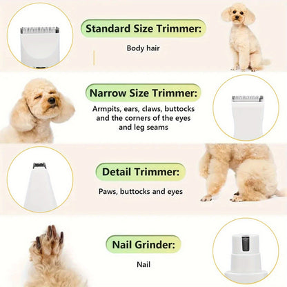 6-in-1 Rechargeable Pet Grooming Kit for Dogs & Cats – Cordless Hair Clipper, Steel Scissors, Comb & Shaver Set for Thick Coats, USB Charging