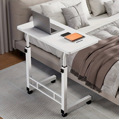 3-Tier Rolling Folding Desk with Wheels Height Adjustable Expandable Desktop Storage Shelf for Laptop Study Home Office Bedroom Living Room Computer Table
