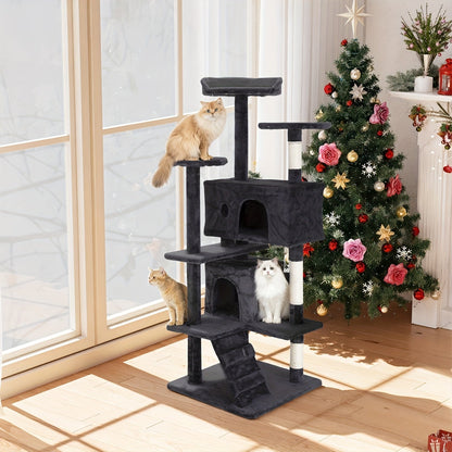 Multi-Level Cat Tree Tower with Scratching Post, Perches & Plush Apartments – Space-Saving Indoor Cat Climbing Frame & Activity Center, Heights 36–80 Inch, 6 Colors