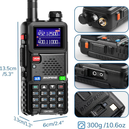 BAOFENG GM-5RH 10W Long Range GMRS Radio 2-Pack - Handheld Two-Way Radio with NOAA Weather, USB-C Charging, 999CH, 2500mAh Battery, 771 & 805S Antenna for Hunting Camping Climbing