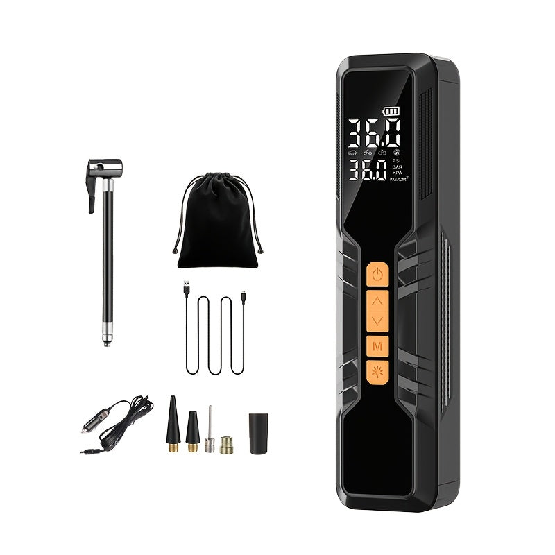 Wireless Portable Tire Inflator Air Compressor with Digital LED Display Automatic Tire Pressure Detection USB-C Rechargeable for Car Bicycle Motorcycle Tires Basketball Inflating