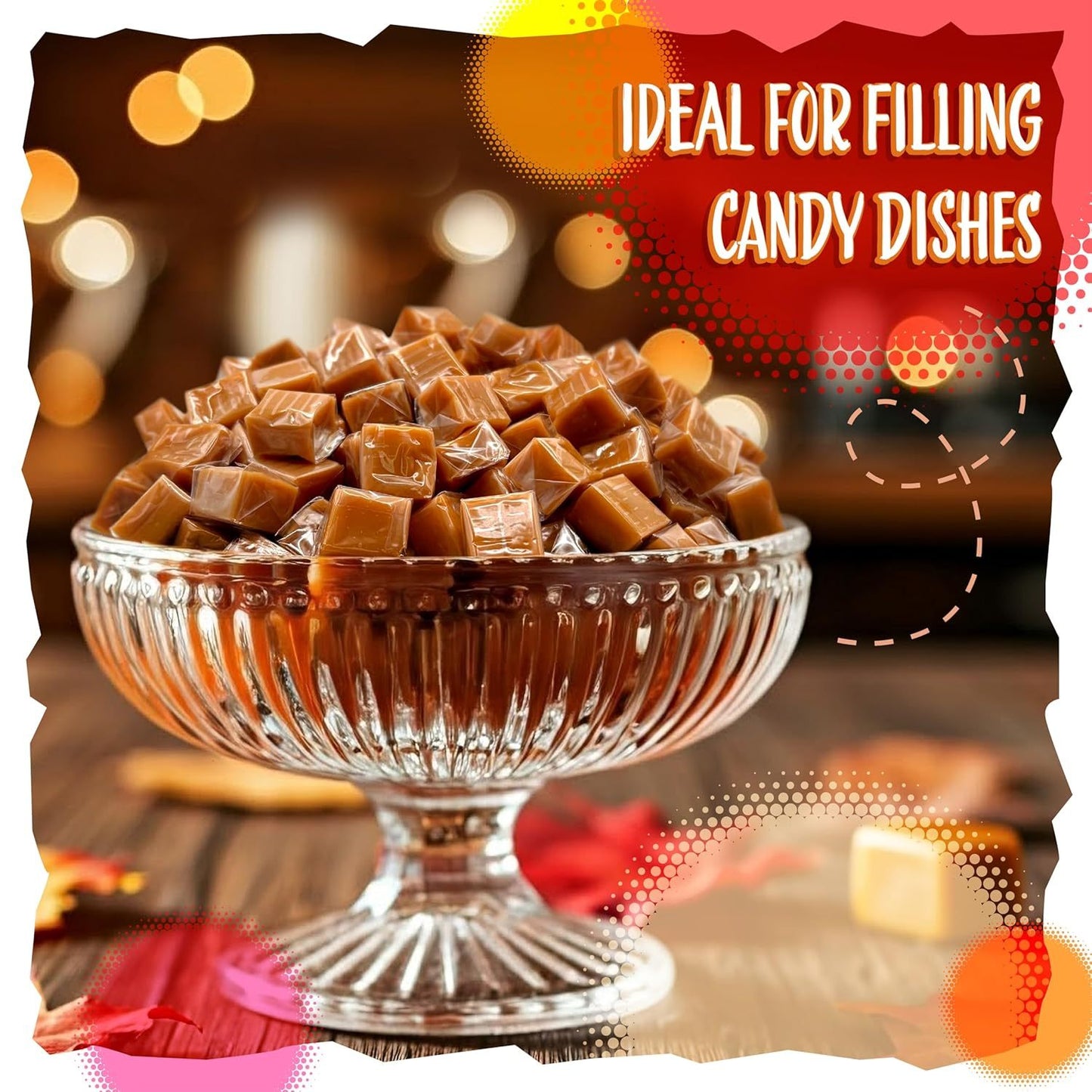 Vanilla Caramel Cubes Candy 3 Pound Bulk Pack – About 225 Count, Individually Wrapped, Soft Buttery Vanilla Caramel Squares for Snacking, Baking, Gifting & Candy Bowls