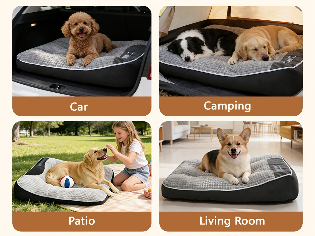 Luxury Plaid Pet Futon Sofa Bed for Medium & Large Dogs and Cats – All-Season Soft Polyester Fill, Non-Slip Bottom, Perfect for Golden Retrievers, Includes Bonus Toy Balls, Cozy Dog Couch Bed