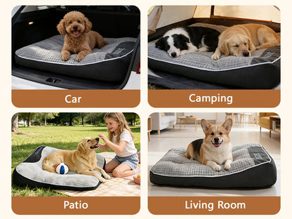Luxury Plaid Pet Futon Sofa Bed for Medium & Large Dogs and Cats – All-Season Soft Polyester Fill, Non-Slip Bottom, Perfect for Golden Retrievers, Includes Bonus Toy Balls, Cozy Dog Couch Bed