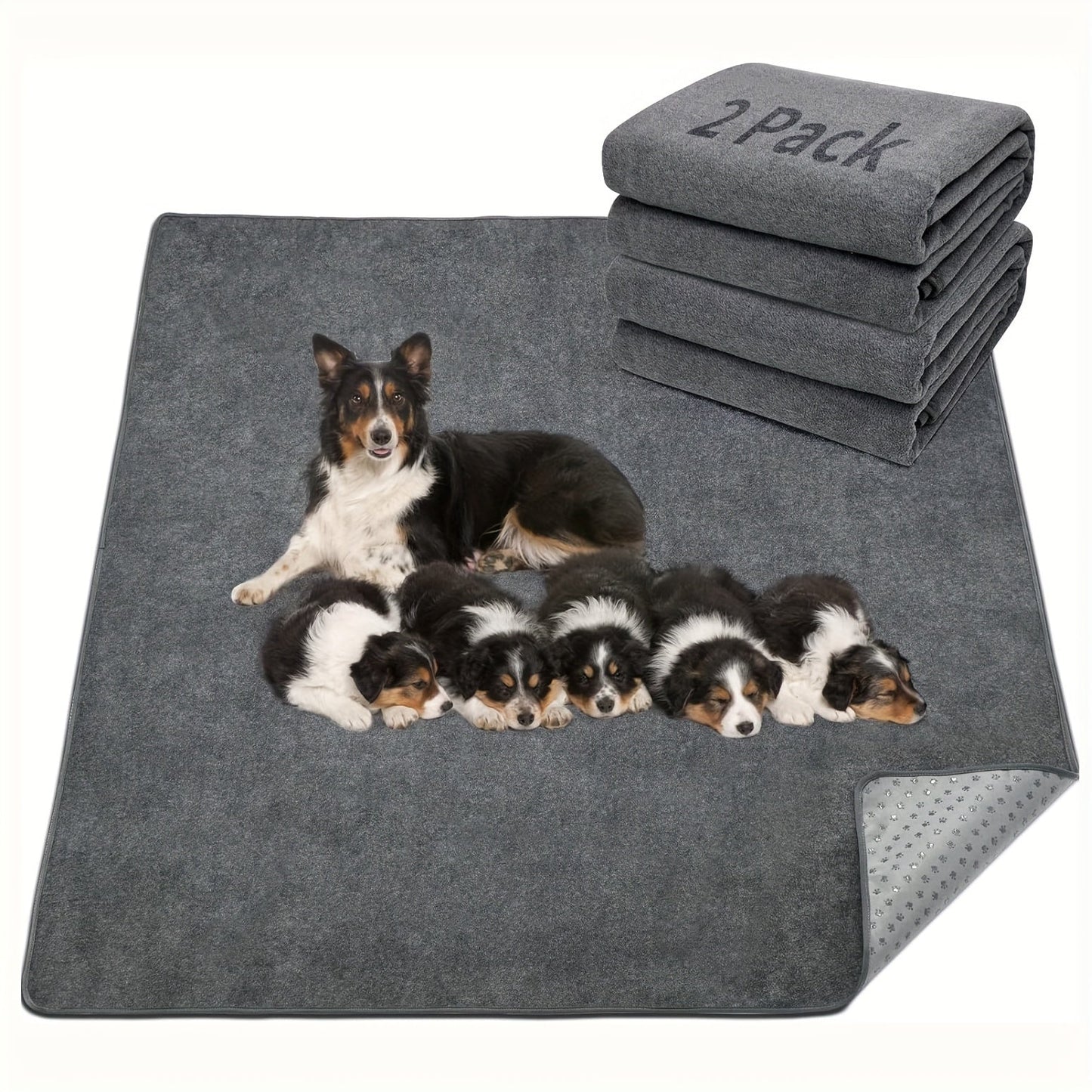Washable Dog Pee Pads Pack of 2 – Reusable 4-Layer Fast Absorbent Non-Slip Puppy Training Pads, Whelping Pads for Housebreaking, Crate, Playpen & Travel, Multiple Sizes, All Dog Breeds