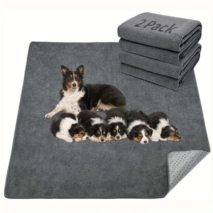 Washable Dog Pee Pads Pack of 2 – Reusable 4-Layer Fast Absorbent Non-Slip Puppy Training Pads, Whelping Pads for Housebreaking, Crate, Playpen & Travel, Multiple Sizes, All Dog Breeds