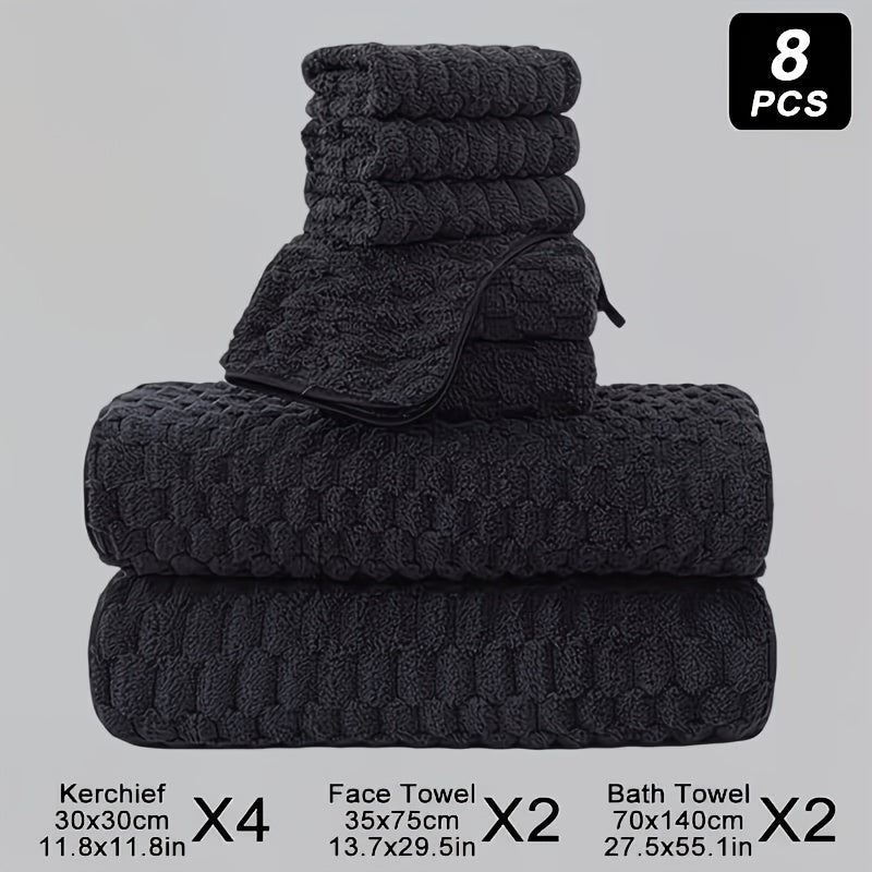 Waffle Weave Bath Towels 4-Pack & 8-Pack Ultra-Soft Quick-Dry Microfiber – Super Absorbent 281g/m² 80/20 Polyamide Spa Gym Travel Towels, Lint-Free Antimicrobial, Multiple Colors