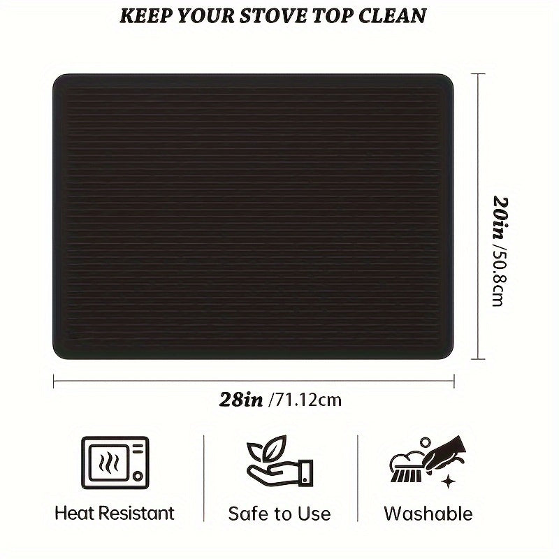 Silicone Stove Cover Cooktop Protector Mat 28x20" Heat Resistant Dishwasher Safe for Glass Top Electric Ceramic Induction Stove – Scratch & Stain Guard Dish Drying Mat Kitchen Counter Extender