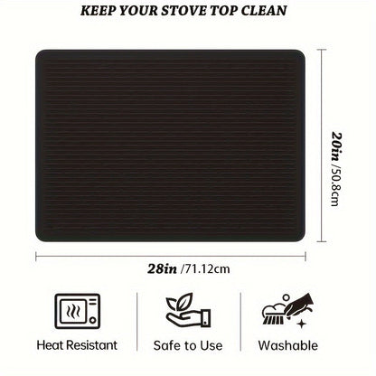 Silicone Stove Cover Cooktop Protector Mat 28x20" Heat Resistant Dishwasher Safe for Glass Top Electric Ceramic Induction Stove – Scratch & Stain Guard Dish Drying Mat Kitchen Counter Extender