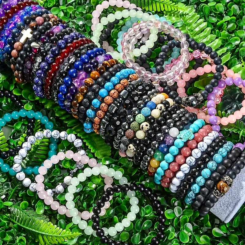 30pcs Glass Beaded Bohemian Bracelet Set for Women Men – Random Multicolor Stackable Stretch Bracelets Boho Jewelry for Daily Wear All Seasons Gift