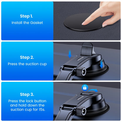 Dashboard Car Phone Mount Strong Adhesive Sticky Pad, 360° Rotation Adjustable Vertical Horizontal, Bonus Adhesive Pads Included, Universal Fit for iPhone 15 14 Samsung Galaxy Android, Black