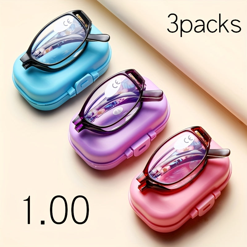 3-Pack Folding Reading Glasses Unisex Mixed Colors 1.0x–4.0x Magnification Compact Portable Elegant Business Style Readers Gift