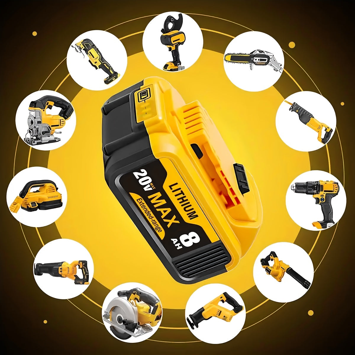 20V 8.0Ah Lithium-Ion Replacement Battery for DeWalt Cordless Tools – Compatible with DCB200, DCB205, DCB206, DCB204, DCB180 & DCD/DCF/DCG/DCS Series