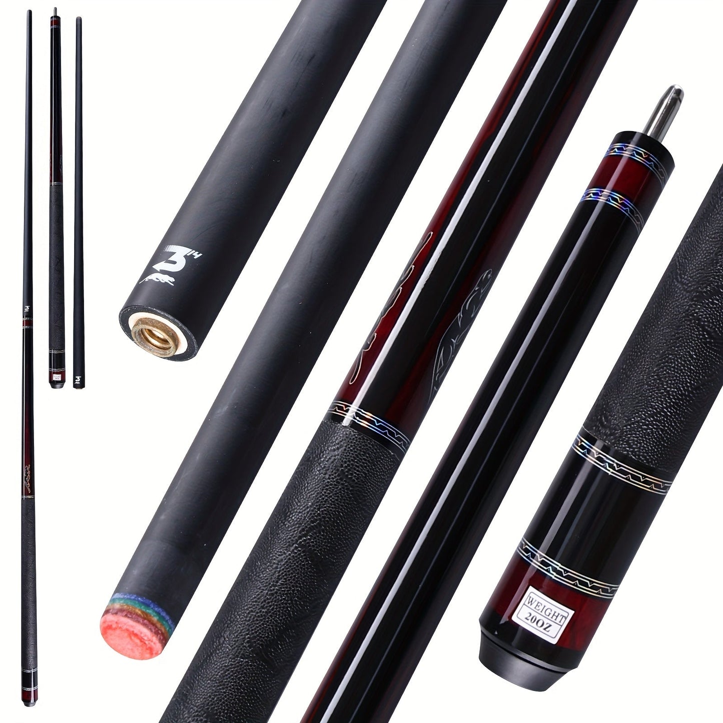 PREDAIDR SP Series Carbon Fiber Pool Cue 58" – Professional Low Deflection Billiard Cue Stick 12.5mm Tip Leather Grip 3/8x8 Pin Joint 19-20oz