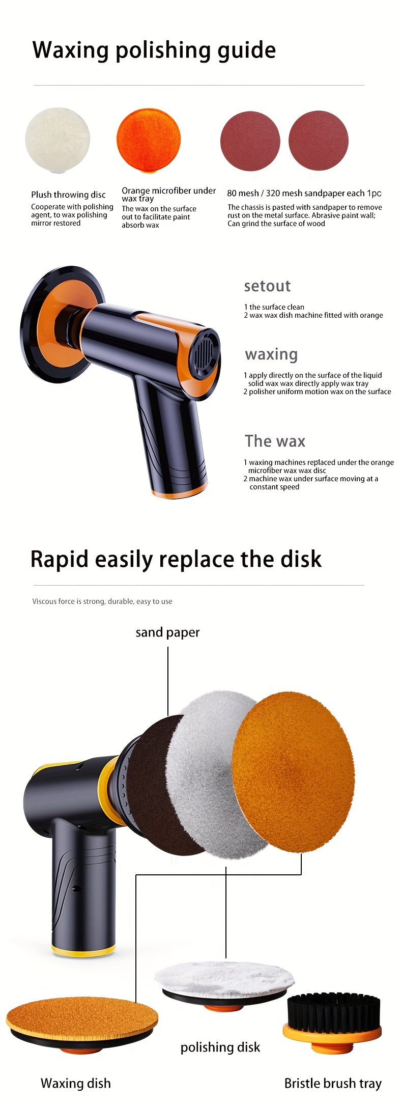 100W Cordless Car Polisher & Waxing Machine – Rechargeable Wireless Buffer for Scratch Repair, Car Detailing & Waxing, Portable Compact Polisher for Car Enthusiasts