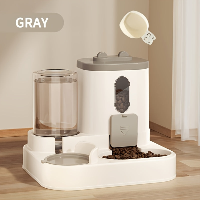 Automatic Cat Feeder Dual-Function Food & Water Dispenser Portion Control Healthy Diet Cute Design Pet Feeding Station Christmas Gift for Cat Lovers