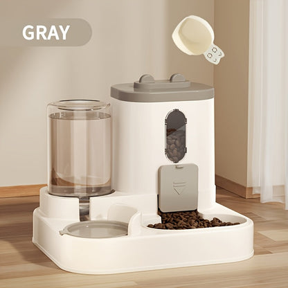 Automatic Cat Feeder Dual-Function Food & Water Dispenser Portion Control Healthy Diet Cute Design Pet Feeding Station Christmas Gift for Cat Lovers