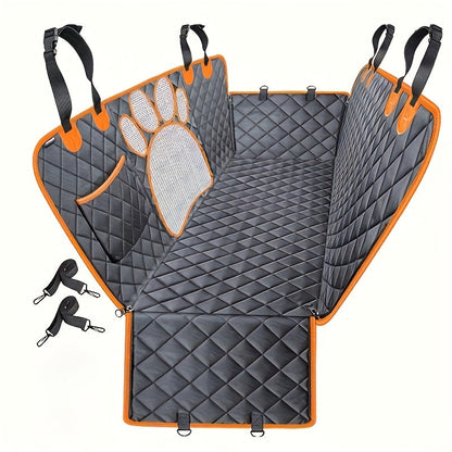 Dog Seat Cover Hammock – Heavy Duty Waterproof Scratch-Resistant Pet Rear Seat Cover for Cars, Trucks & SUVs, Anti-Slip Durable Soft Car Mat with Open Net, Dog Car Seat Cushion & Trunk Protector