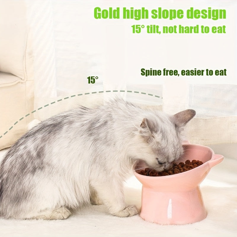 Raised Cat Bowls Set of 3 Cat-Ear Shaped Elevated Feeder Anti-Slip Base Neck Comfort Design Tri-Color Pet Feeding Dish Pink Green Blue Multi-Cat Household