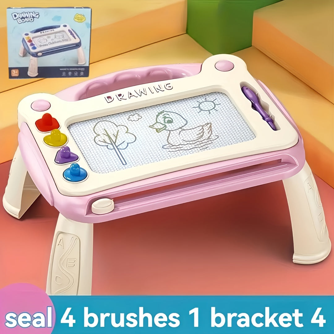 Kids Drawing Board Stamp Art Set – Creative Learning Toy with 4 Stamps, Brush & Stands, Fun Educational Art Gift for Boys & Girls, Birthday & Easter Gift, Blue Pink Green, 3 Ways to Use