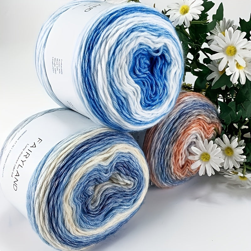 Colorful Yarn Thread & Weaving Accessories Kit 2/4pcs Cotton Acrylic Wool Blend with C-Type Buckle Weaving Needle Bow Twist Needle DIY Knitting Crochet Sweater Scarf Beginner Craft Set