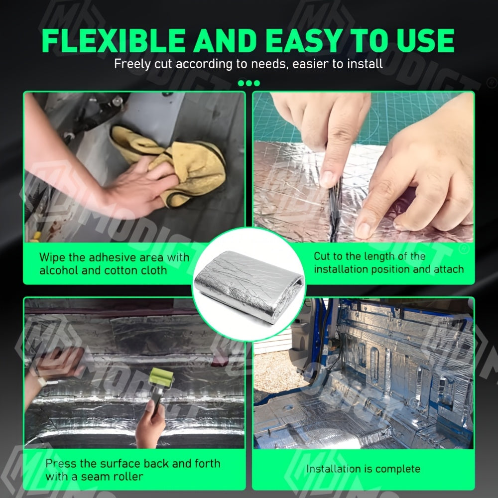 Car Sound Deadener & Heat Shield Mat 22/26 Sqft – Self-Adhesive Aluminum Foil Noise Reduction Insulation, Easy Cut & Install for Floor Door Trunk, Free Installation Tools Included