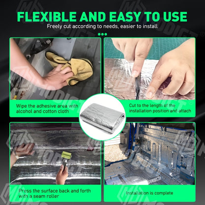 Car Sound Deadener & Heat Shield Mat 22/26 Sqft – Self-Adhesive Aluminum Foil Noise Reduction Insulation, Easy Cut & Install for Floor Door Trunk, Free Installation Tools Included