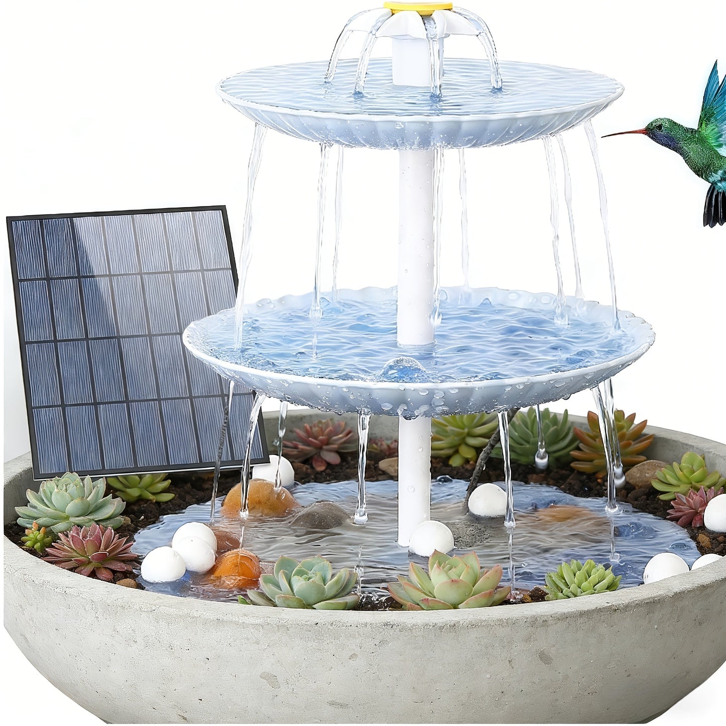 3-Layer Solar Bird Bath Fountain 3.5W – Outdoor Garden Courtyard Decor Solar Powered Fountain Pump, No Wiring Needed, Dark Green Light Blue or Fountain-Only, Single & Three Tier Options