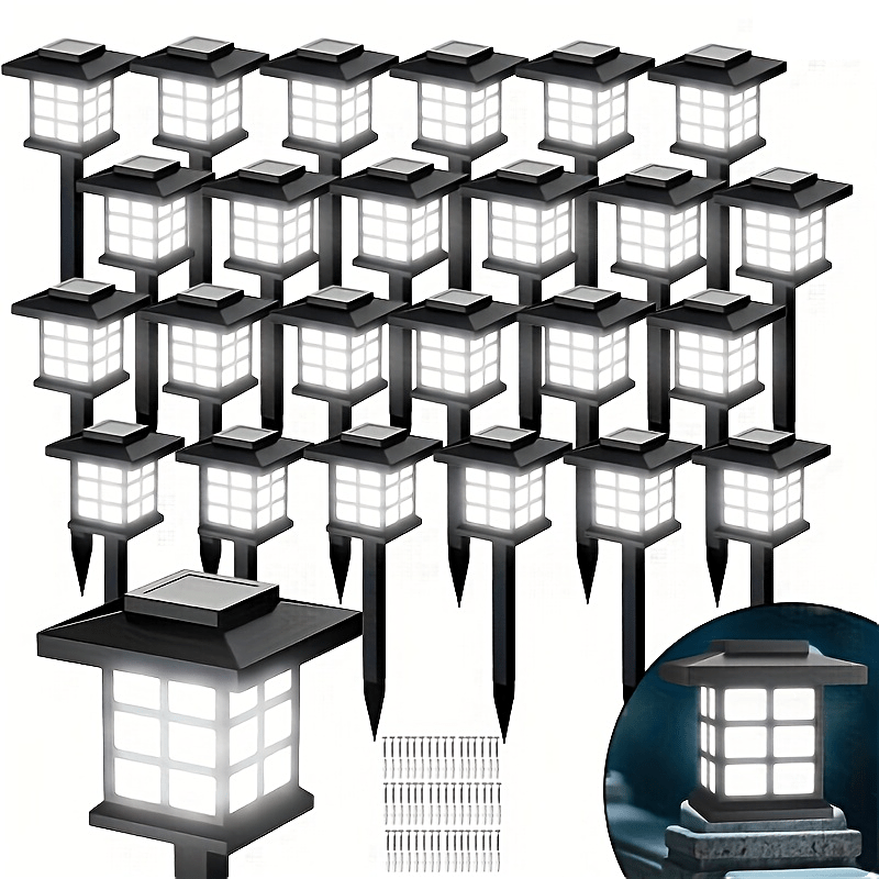 Solar Outdoor Garden Lights 6/12/24 Pack IP44 Waterproof | Warm White Colorful LED Landscape Pathway Lights for Yard Courtyard Patio Holiday Decoration – Auto On/Off