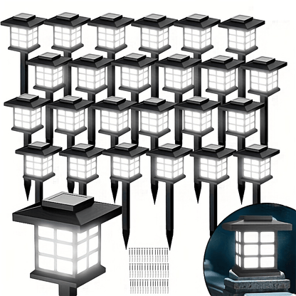Solar Outdoor Garden Lights 6/12/24 Pack IP44 Waterproof | Warm White Colorful LED Landscape Pathway Lights for Yard Courtyard Patio Holiday Decoration – Auto On/Off