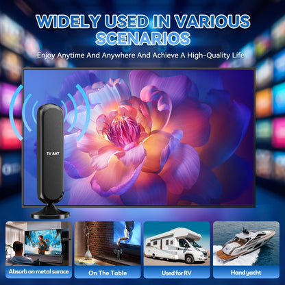 Indoor TV Antenna 200 Mile Range – 4K 1080P HD Signal Amplifier, 360° Reception, 16ft Cable, Free Local Channels, No Monthly Fee, Compatible with All TVs
