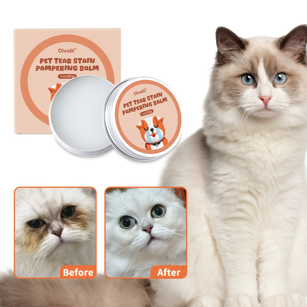 Pet Tear Stain Remover Balm for Dogs & Cats – Gentle Non-Irritating Eye Stain Cleaner, Safe for Sensitive Eye Area, Easy to Apply, 30g Compact Size